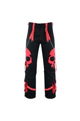 Nuvoun Black and Red Cyberpunk Skull Pants