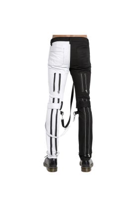 Nuvoun Men&#039;s Gothic Split-Leg Bondage Pants Side View Detailing Zippers and Straps