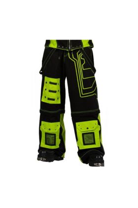 Nuvoun men’s black gothic pinstripe trousers with front lace-up panels