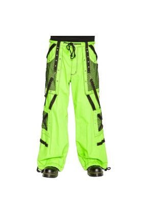 Nuvoun neon green gothic bondage baggy pants with black straps.