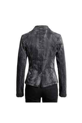 Nuvoun Women&#039;s Gothic Military Jacket – Washed Black